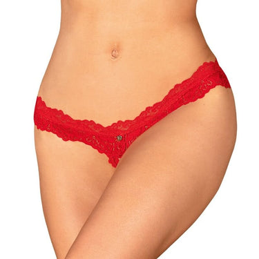 Perizoma Rosso Floreale Seducente con Pizzo e Dettaglio Luce